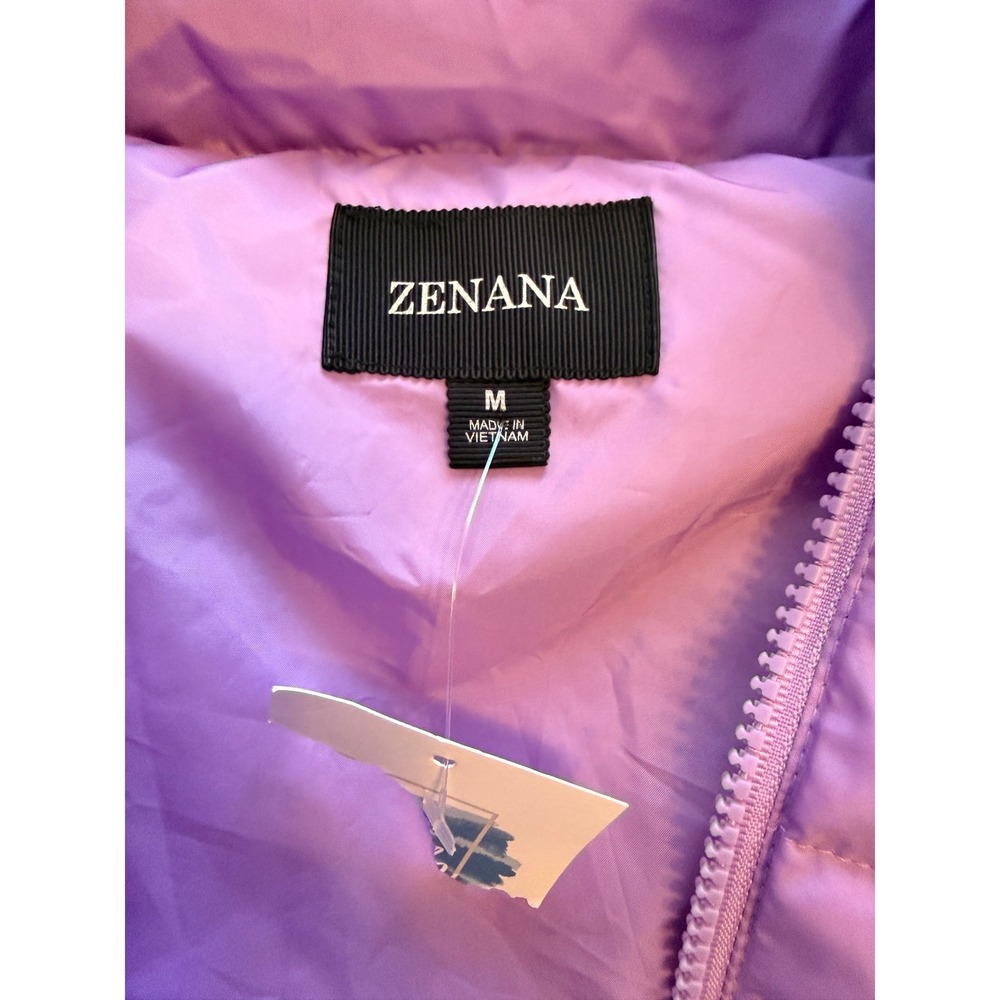 Zenana Puffer Vest Womens Medium Purple Polyester Cropped Streetwear - Picture 3 of 6